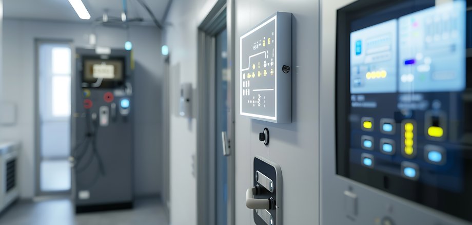 smart utility room with a central control panel that manages all home systems, from heating and cooling to security and lighting